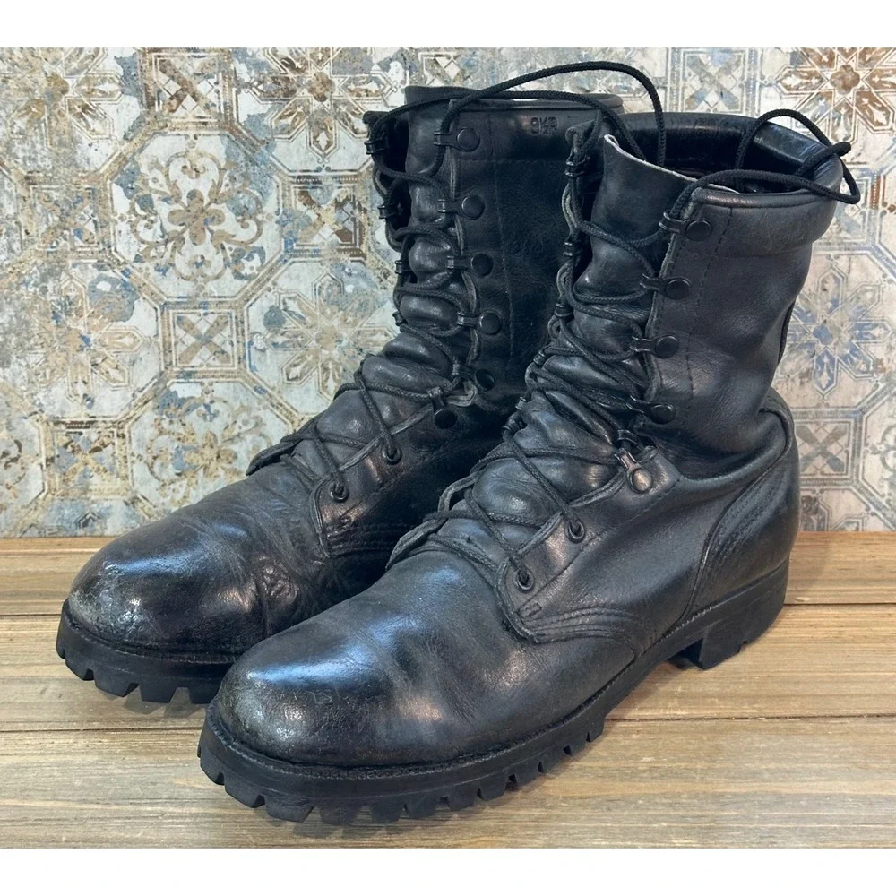 Altama Military Combat Boots Leather Lace Up Lug Sole Mens 9.5 R Black